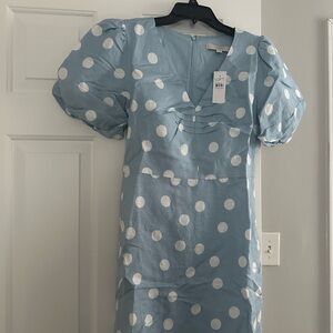 LOFT Sky Blue Dress with White Dots